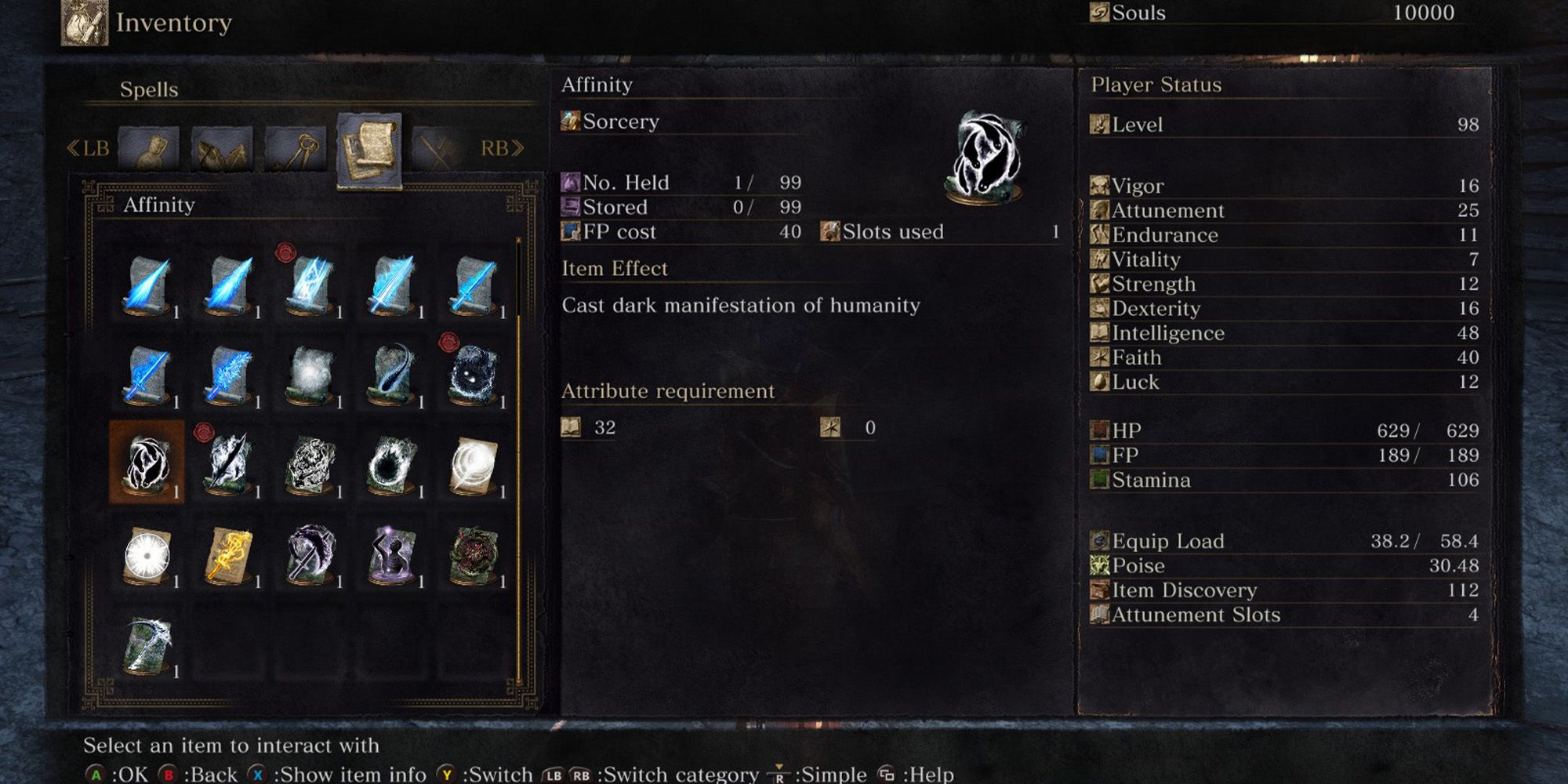 Affinity dark sorcery from Dark Souls 3