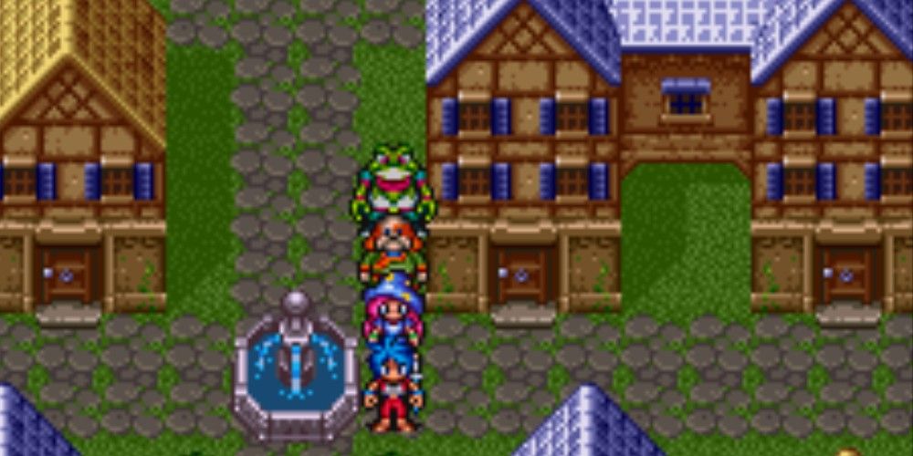 Breath of Fire 2 Row of characters by fountain