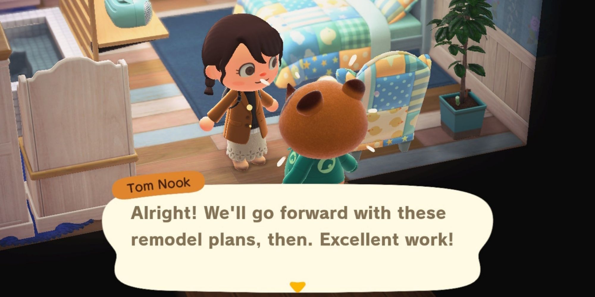 Animal Crossing New Horizon - talking to Tom Nook about Azalea's remodel