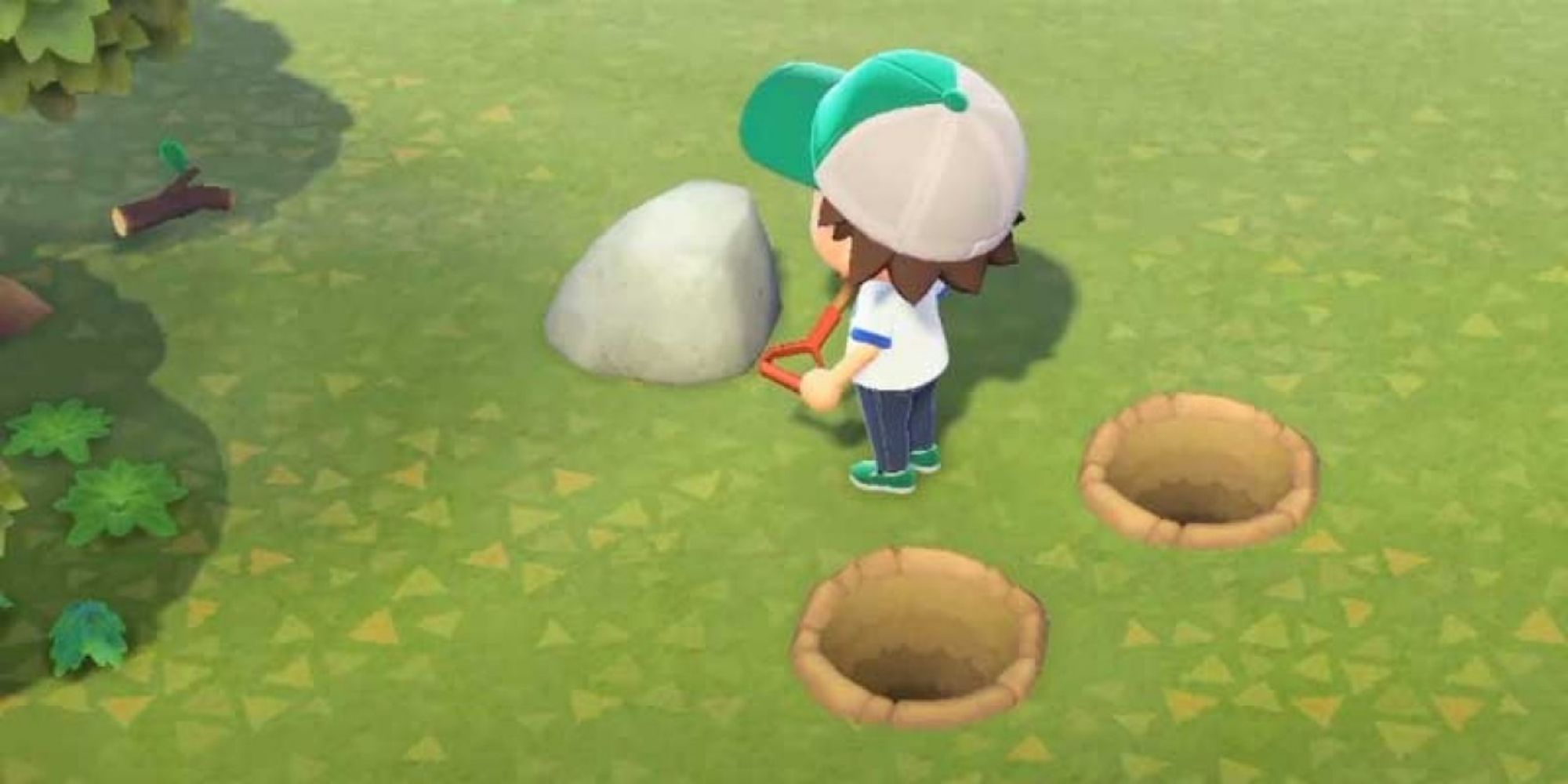 Animal Crossing New Horizons - Player standing next to rock