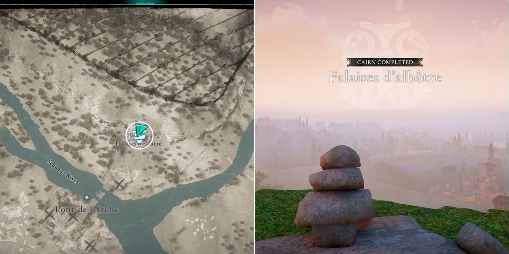 Assassin's Creed Valhalla Split Image Falaises D'albatre Cairn Location