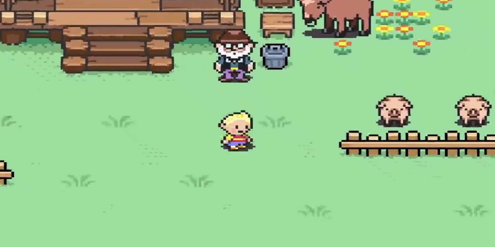 Mother 3 Claus at Alec’s Home with flowers and pigs in the corner
