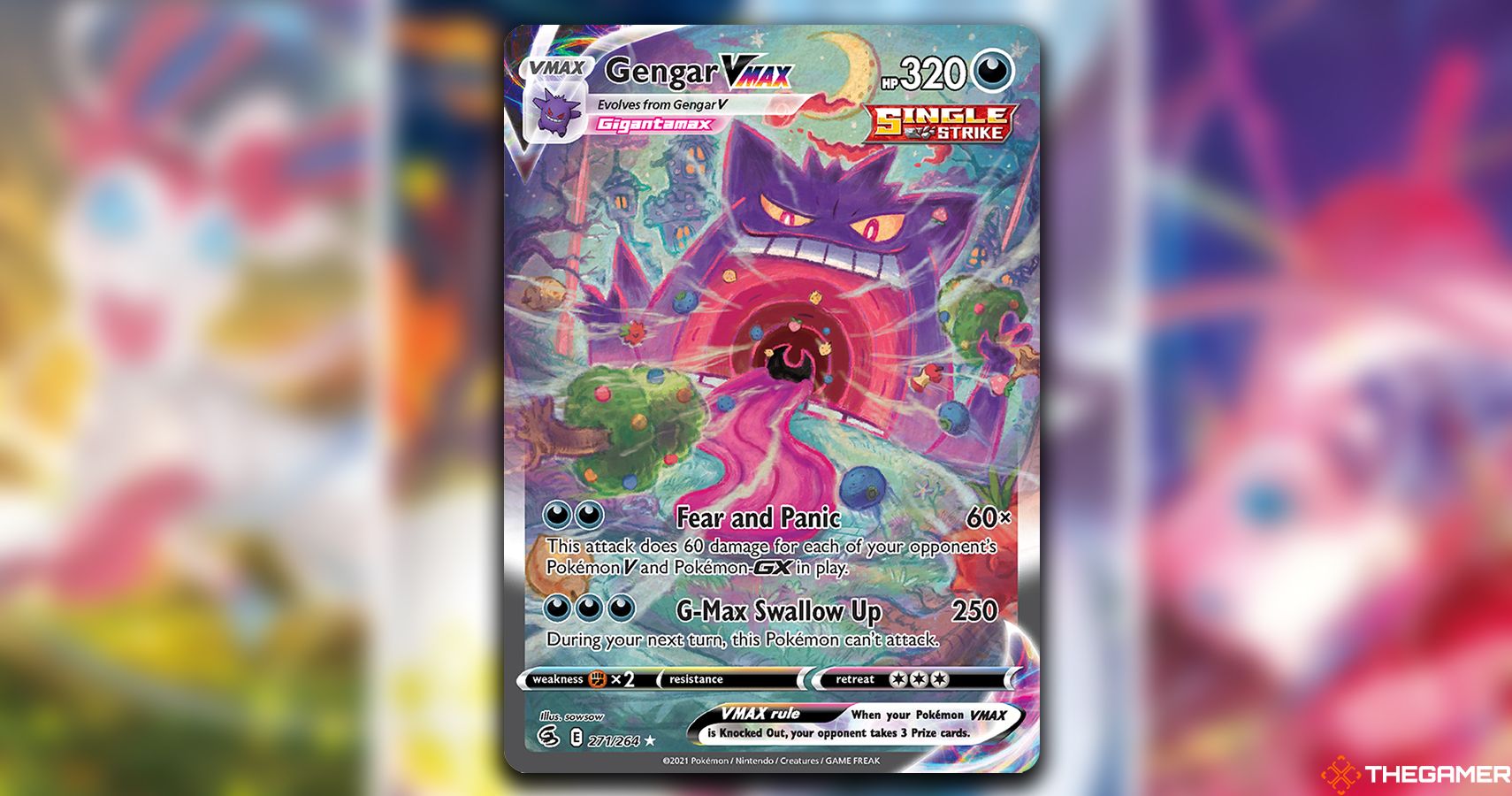 Pokemon Fusion Strike Gengar VMAX 271/264 Alternative Art Alt Holo Foil PSA  10