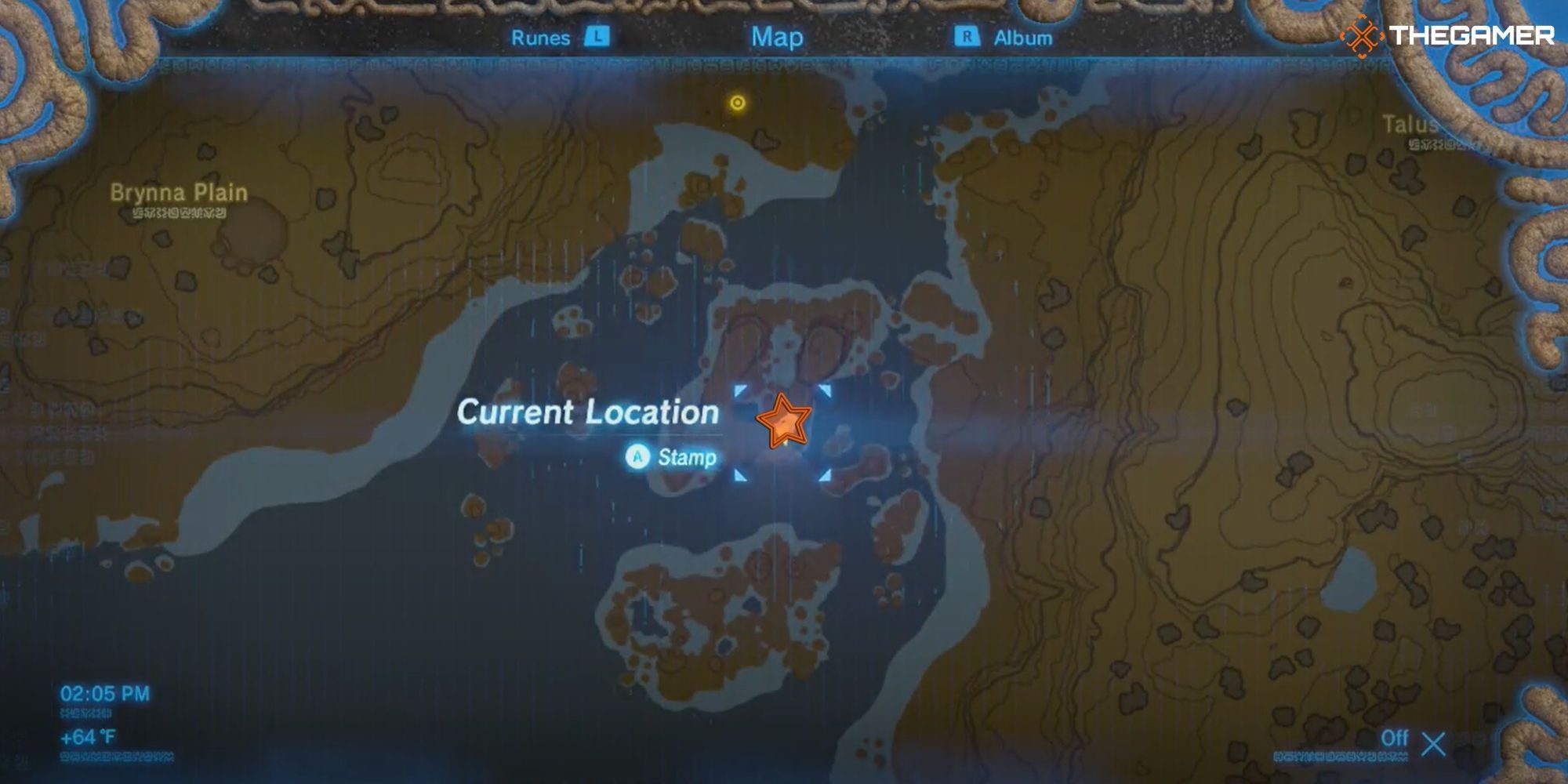 Breath of the WIld - Map of Hyrule with star marking player location