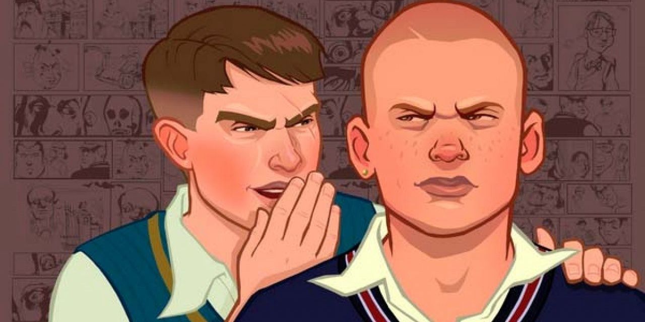 Bully's main villain Gary whispers in the protagonist Jimmy's ear in official game art