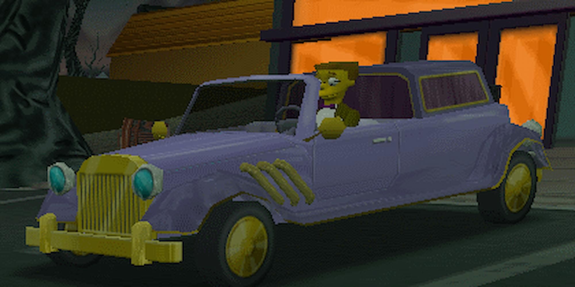 Smithers sitting in Mr. Burns Limo