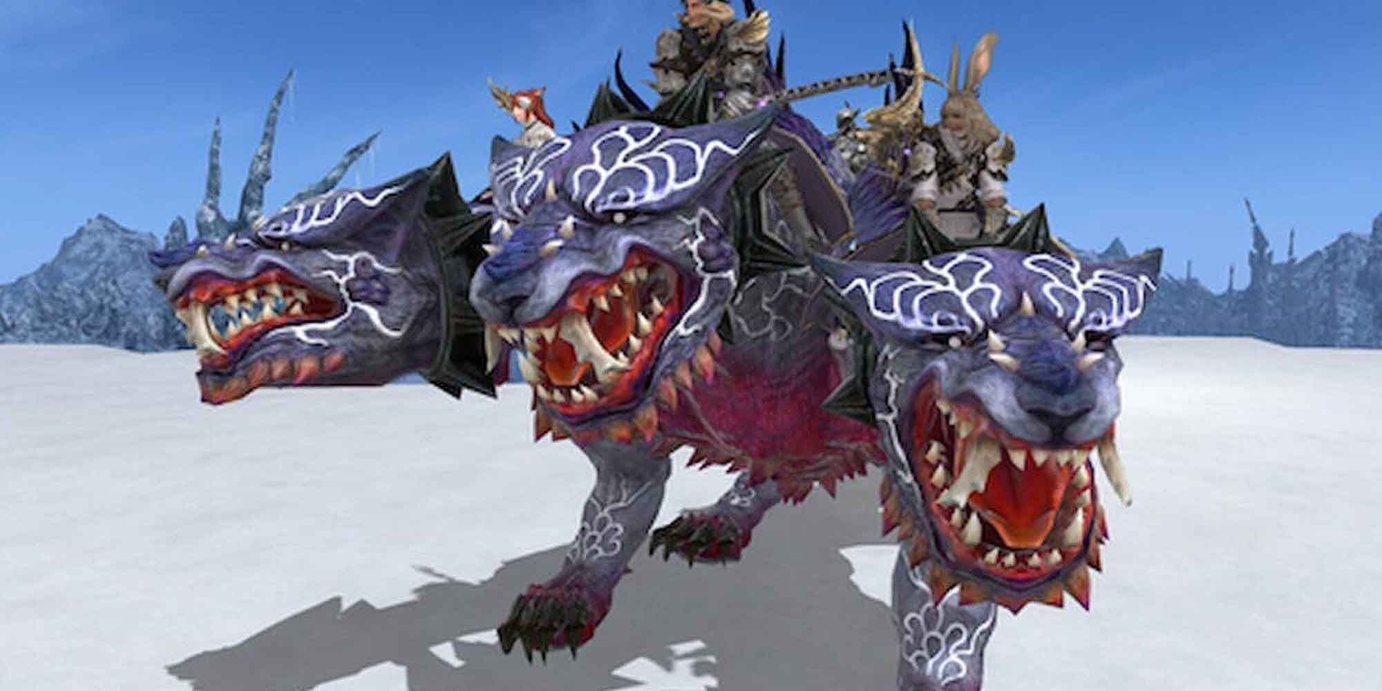 Cerberus is a three-headed canine mount in Final Fantasy 14