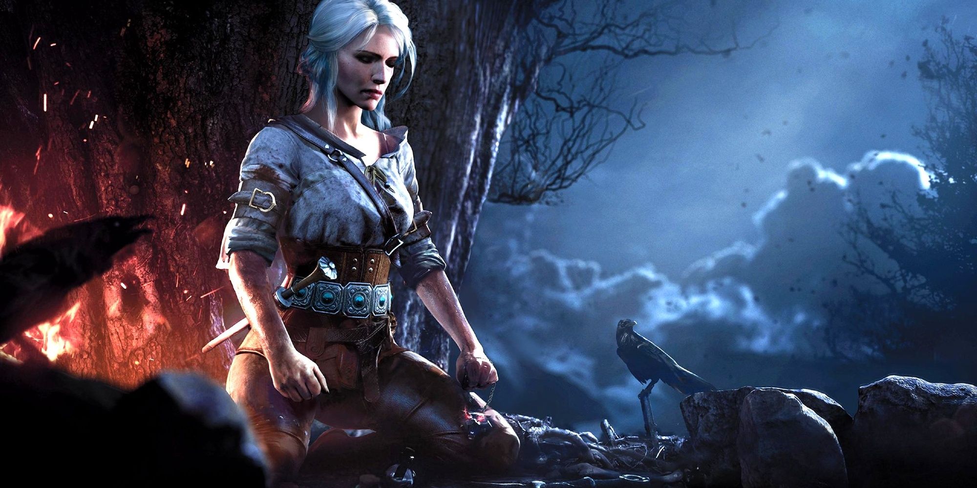 Ciri meditating in the Witcher 3 Cropped