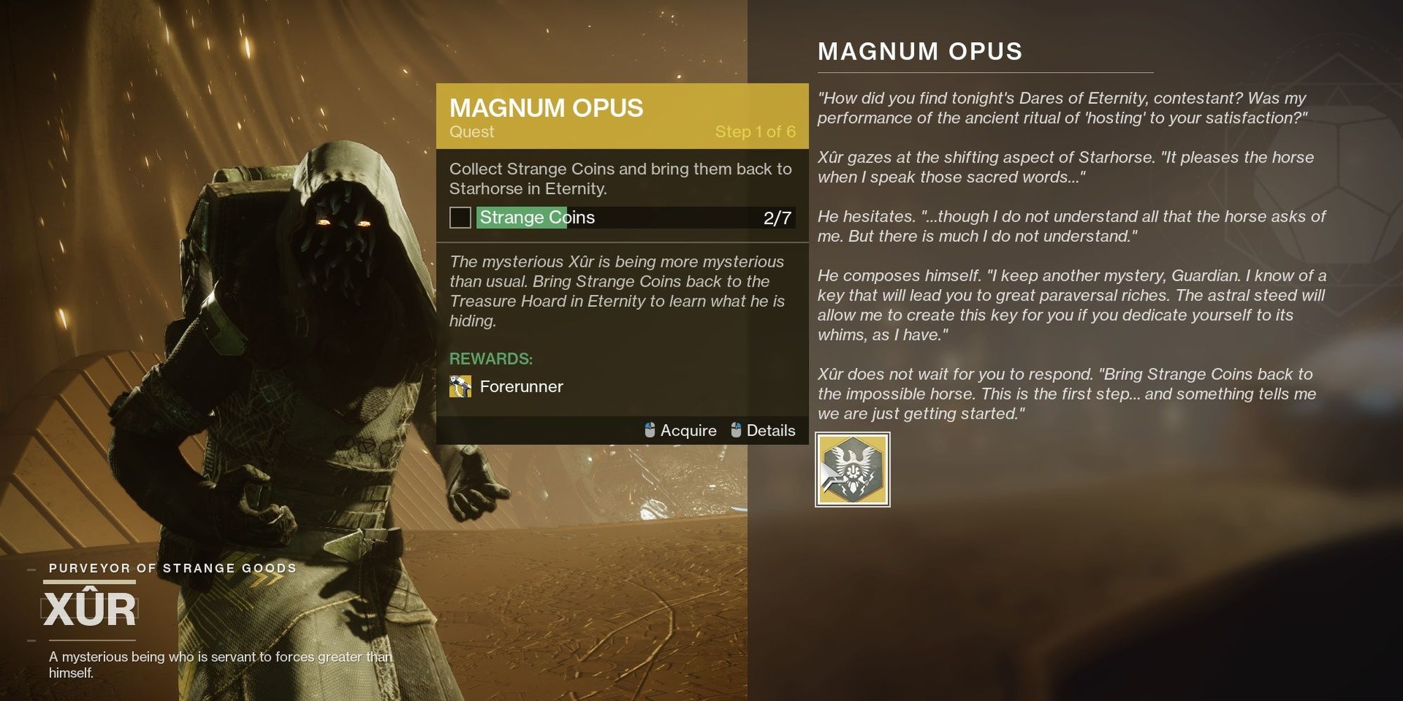 Destiny 2 Forerunner Magnum Opus Quest Start
