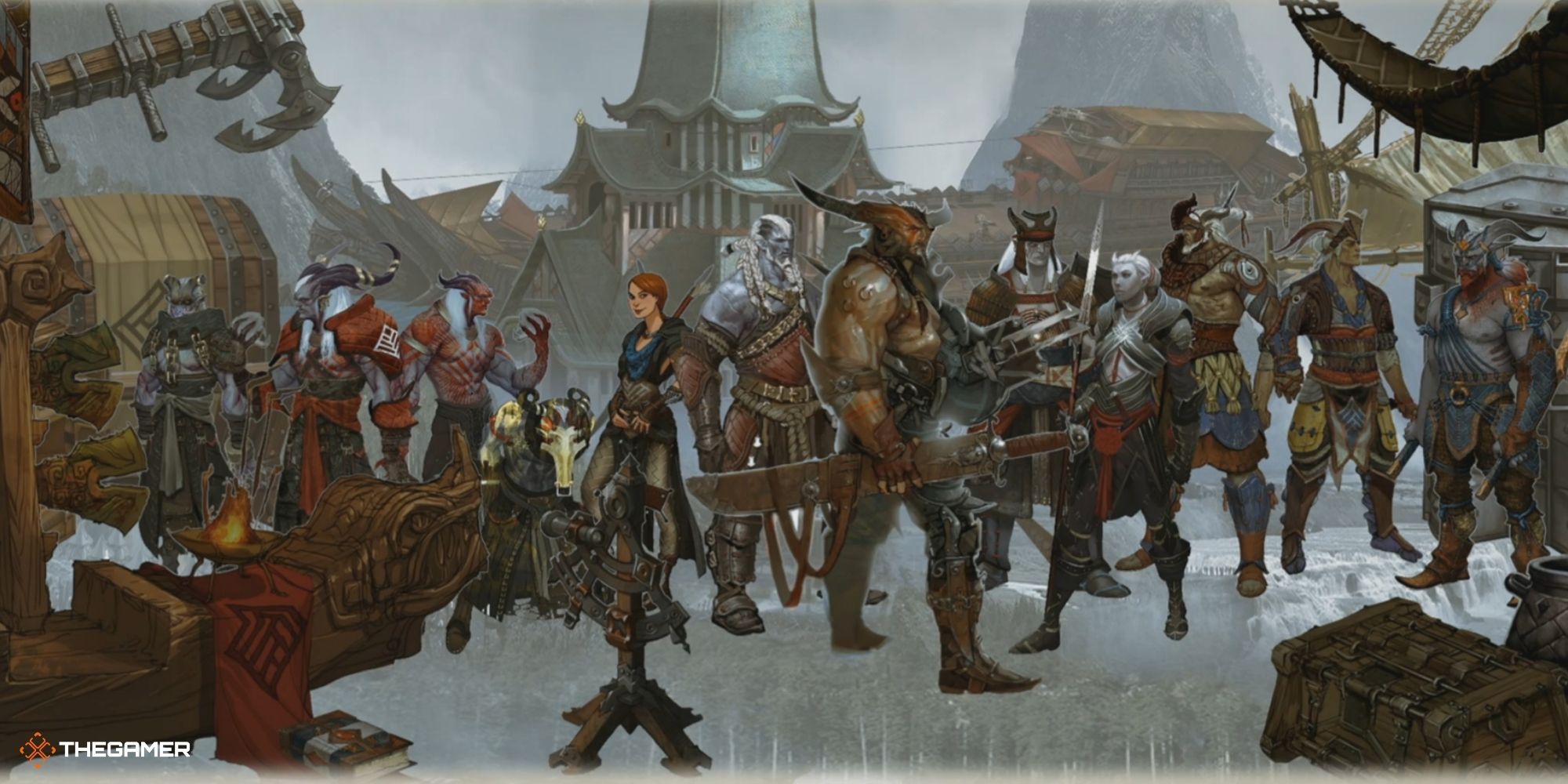 Dragon Age 2 - Qunari moodboard displaying various parts of the culture