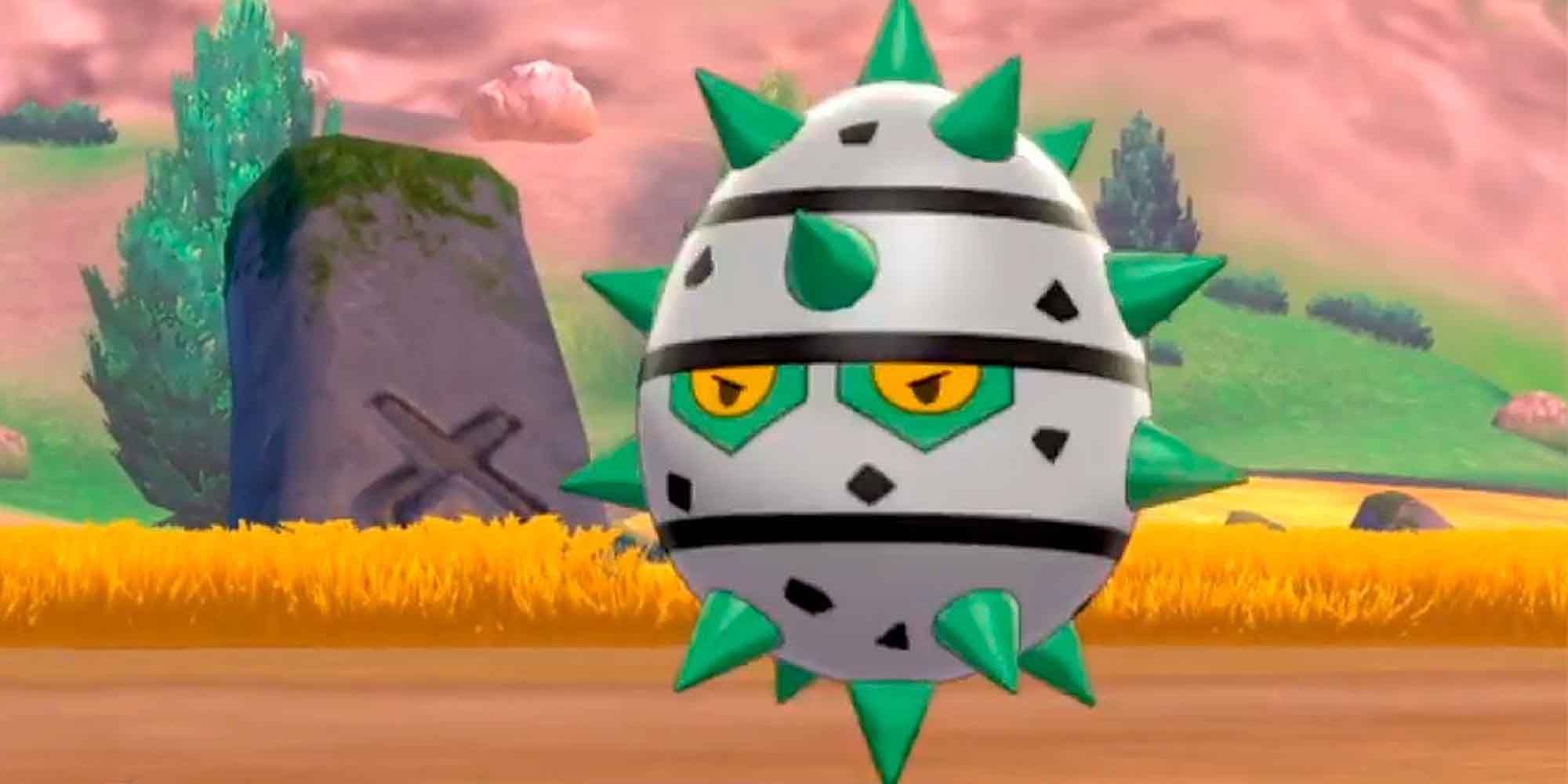 Ferroseed snarling angrily in Pokemon Sword and Shield.