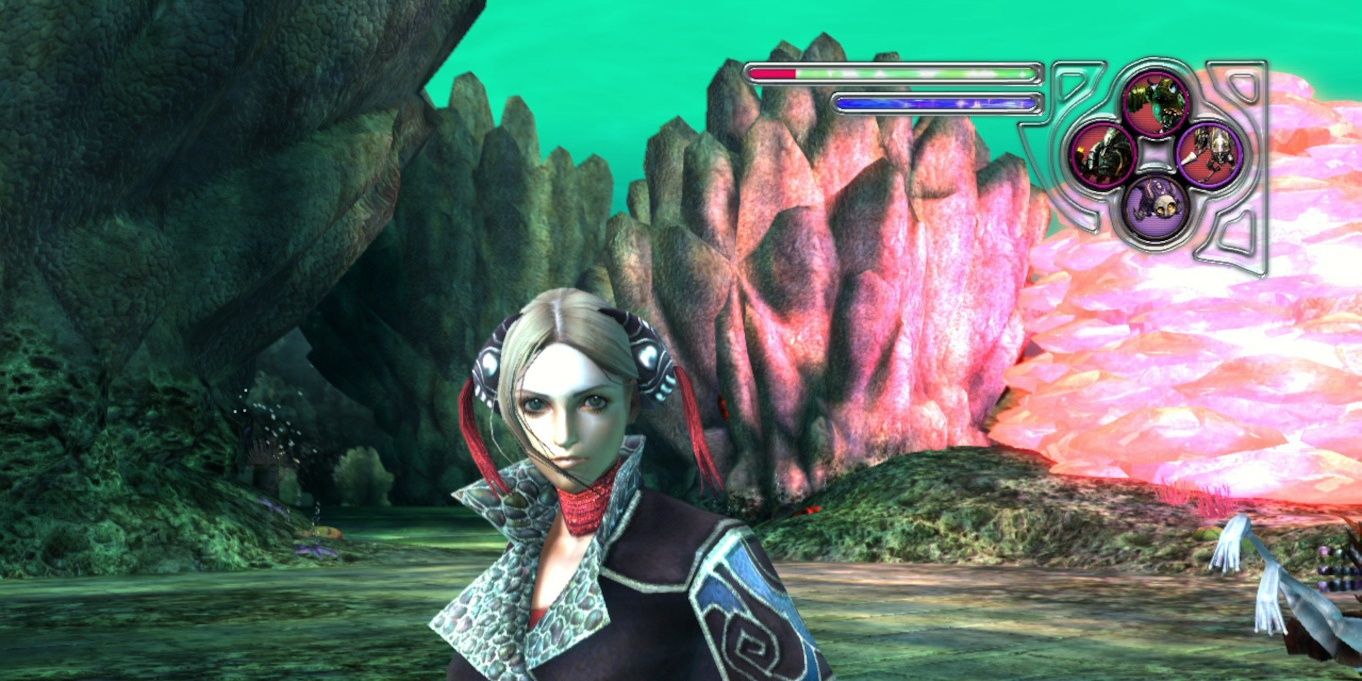 An in-game image of Ellen facing the screen