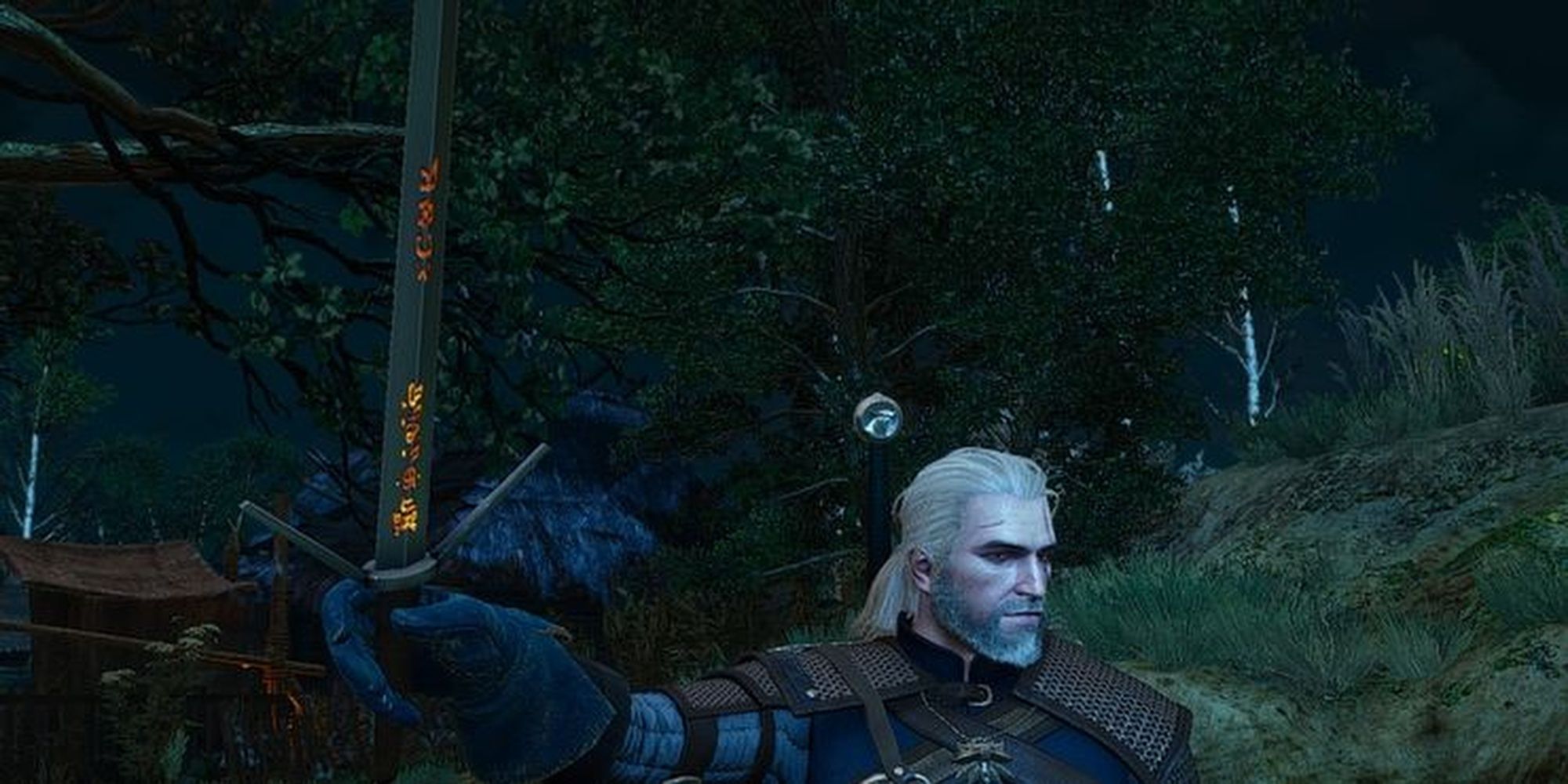 Geralt Wielding the Viper Silver Sword Cropped