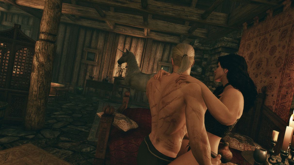 Geralt Yennefer unicorn back romance The Witcher 3