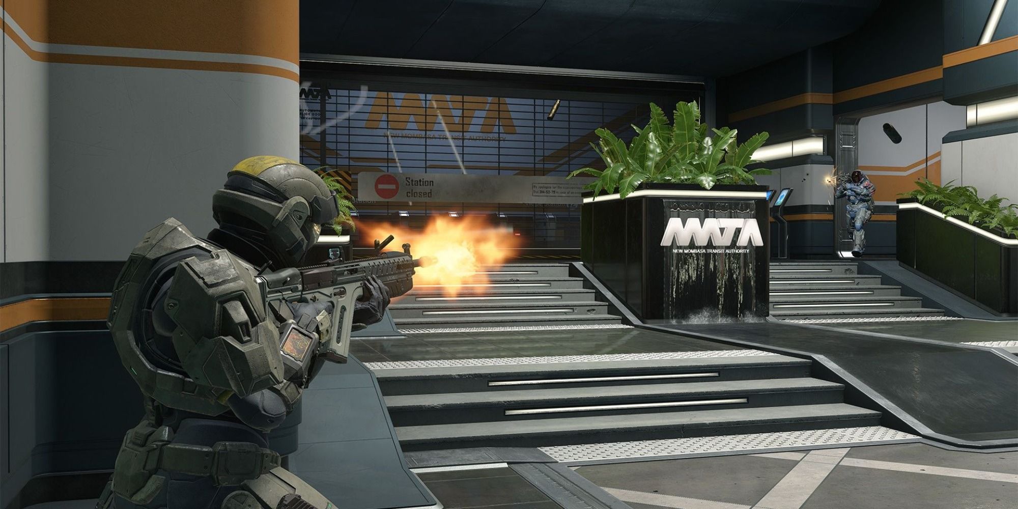 A gunfight with the Commando Rifle in Halo Infinite