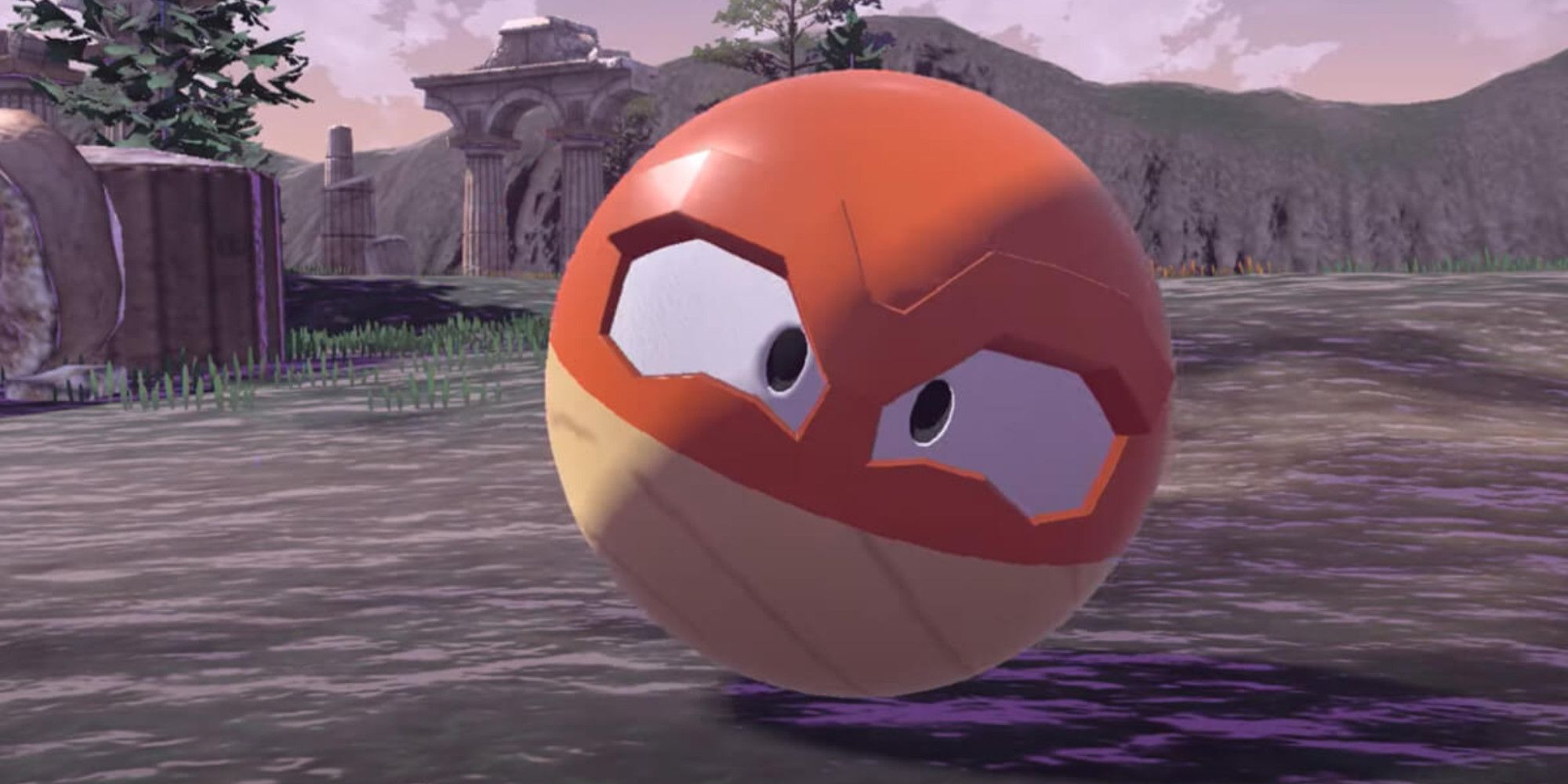 A close up of Hisuian Voltorb