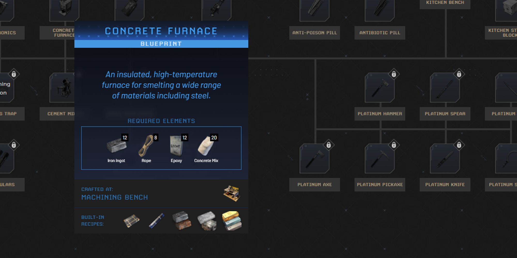 concrete furnace on crafting tree