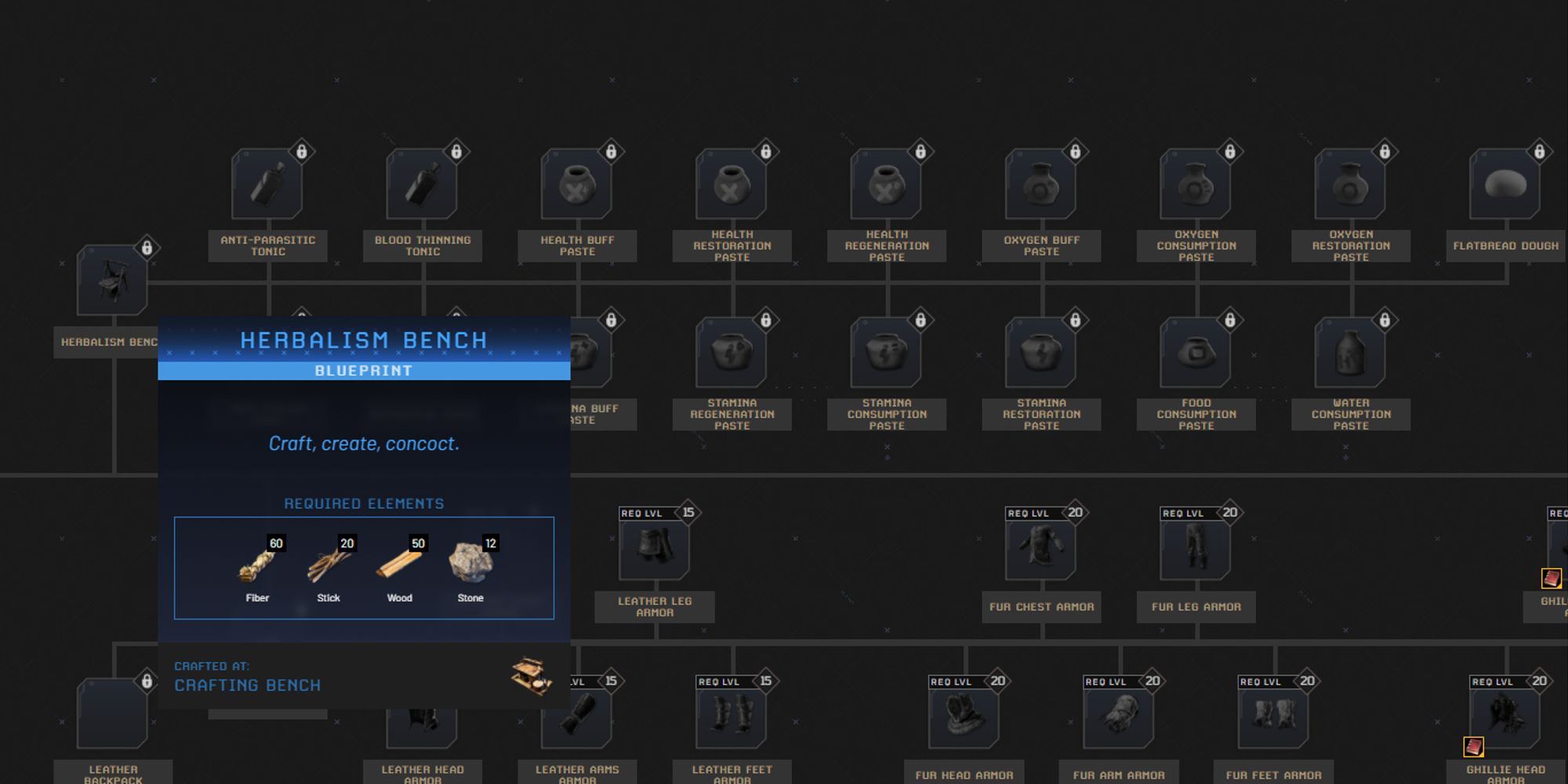 herbalism bench on tech tree