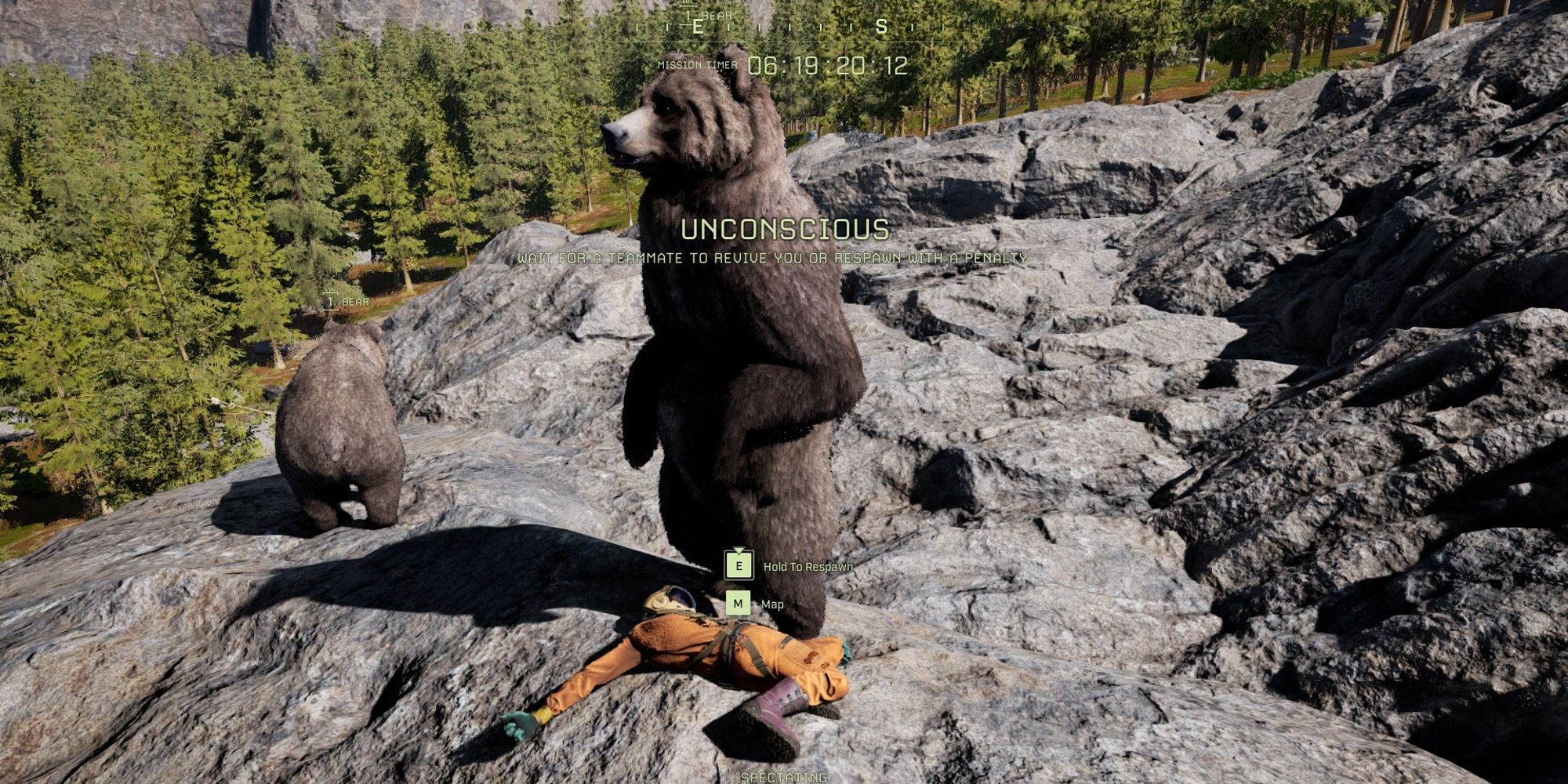 player unconscious on ground after bear attack