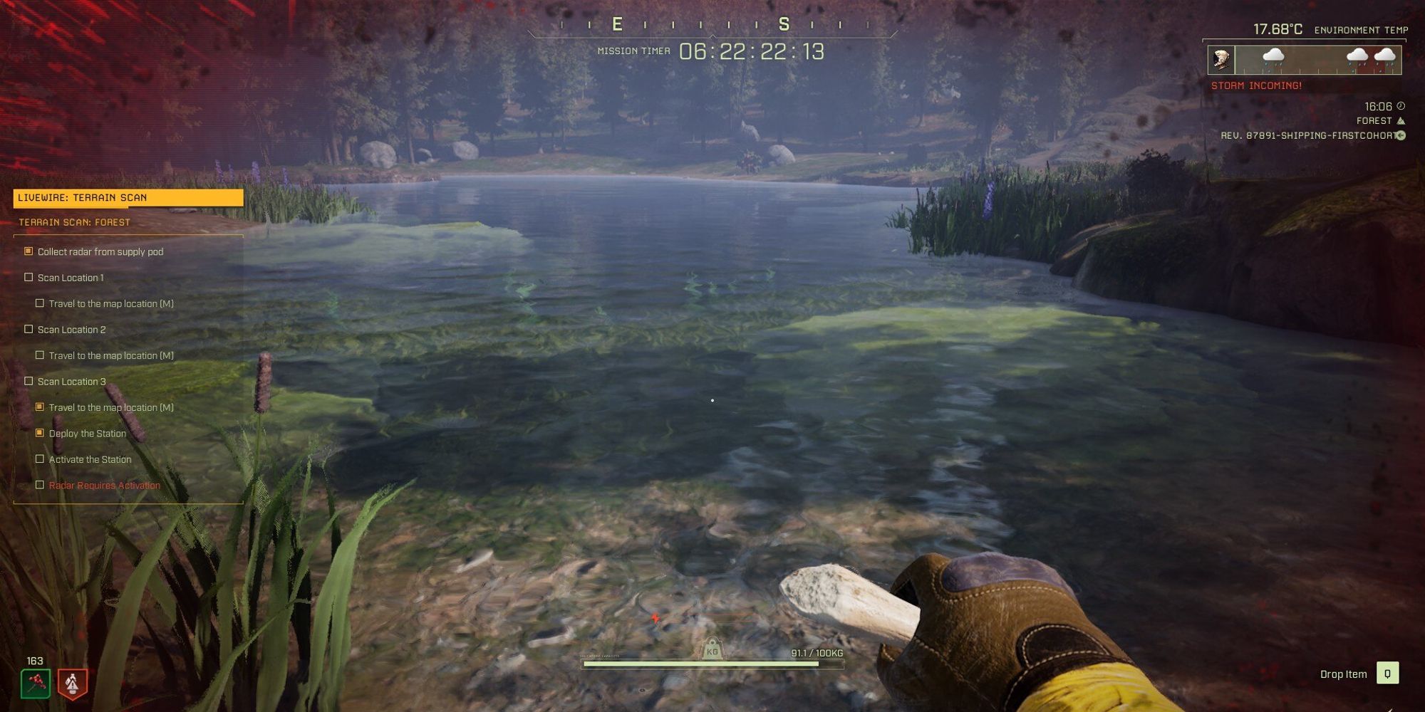 player near death entering water