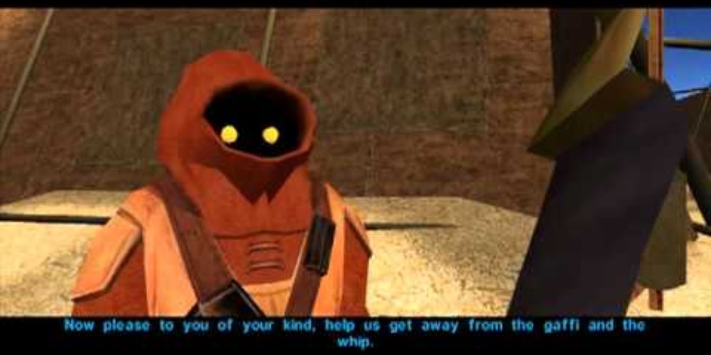A captured Jawa asks you to rescue them