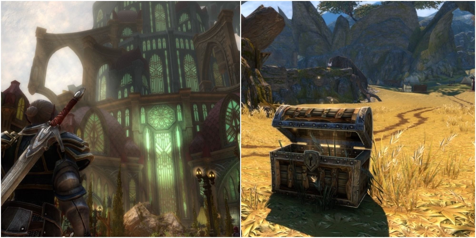 Kingdoms of Amalur City of Rathir overview and locked chest in the plains of erathell