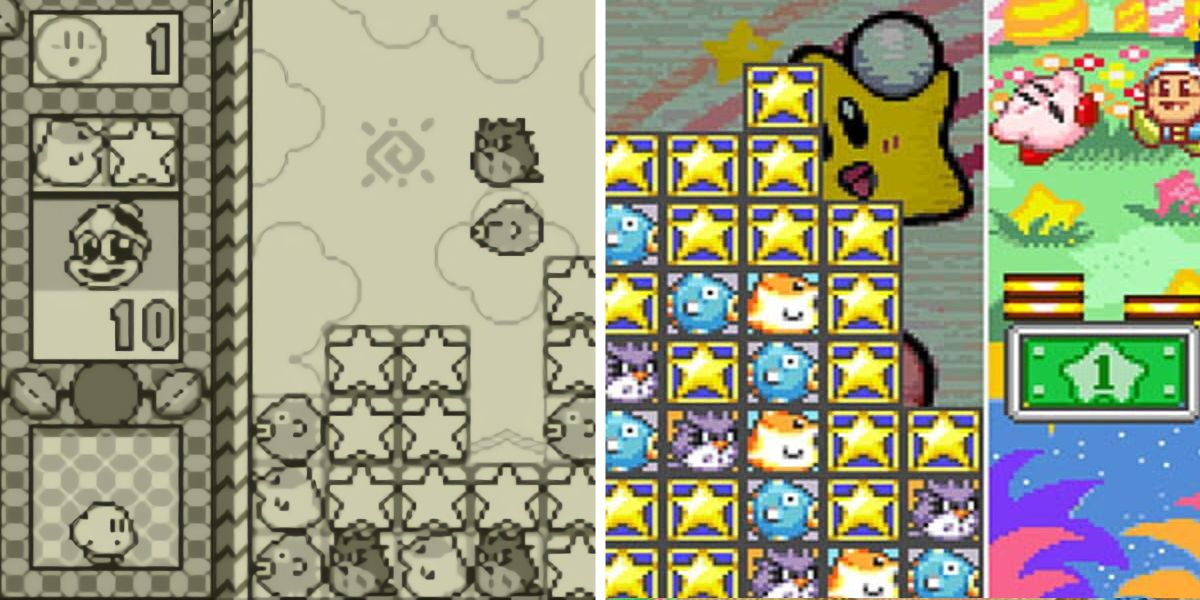 Kirby Starstacker both Gameboy and SNES versions shown
