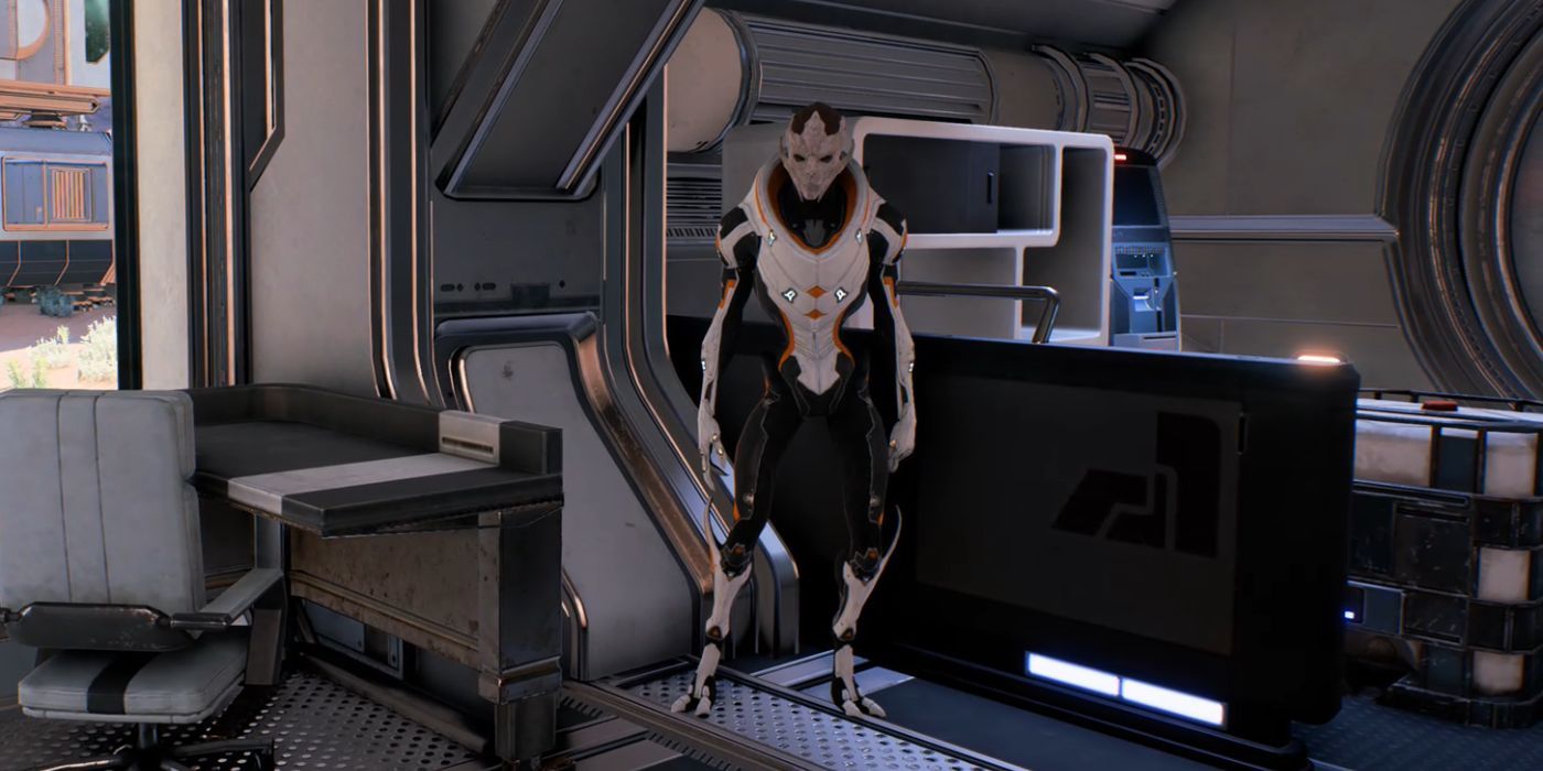 Darket Tiervan, a Mass Effect: Andromeda character voiced by Ash Sroka, Tali's voice actress.
