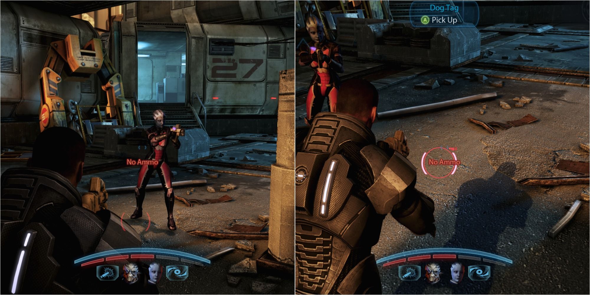 Mass Effect 3 Split Image Showing Dog Tags Location
