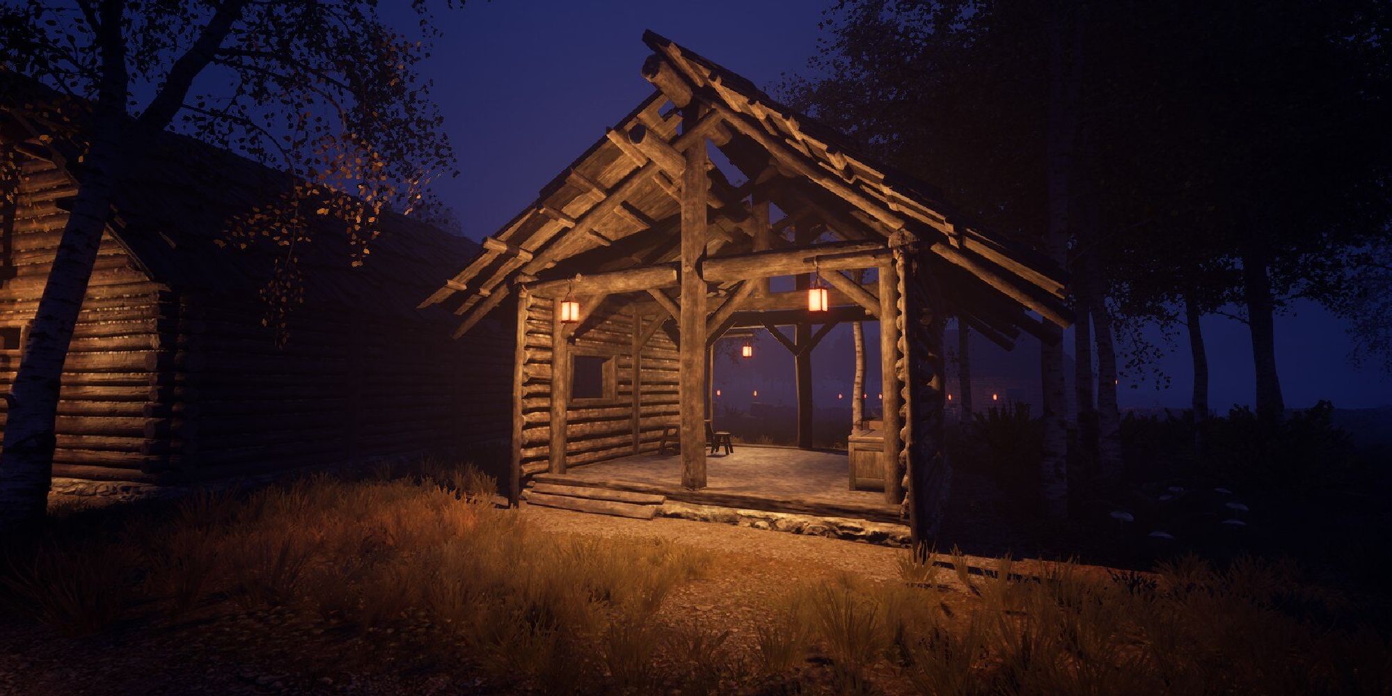 workshop with lighting at night