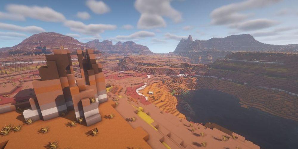 The badlands biome in Minecraft