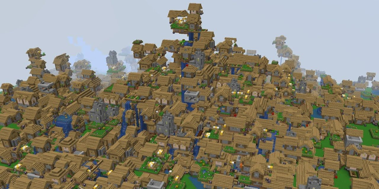 An expanded village in Minecraft