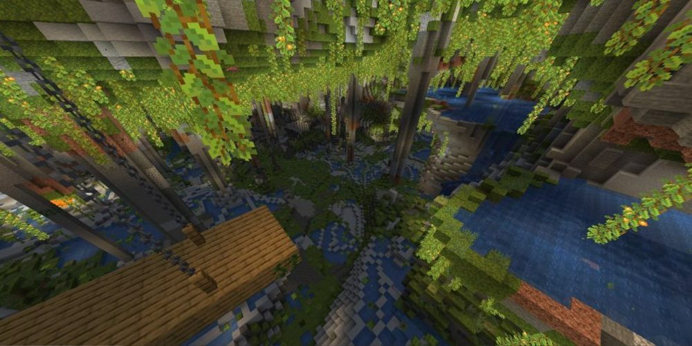 The lush cave biome in Minecraft