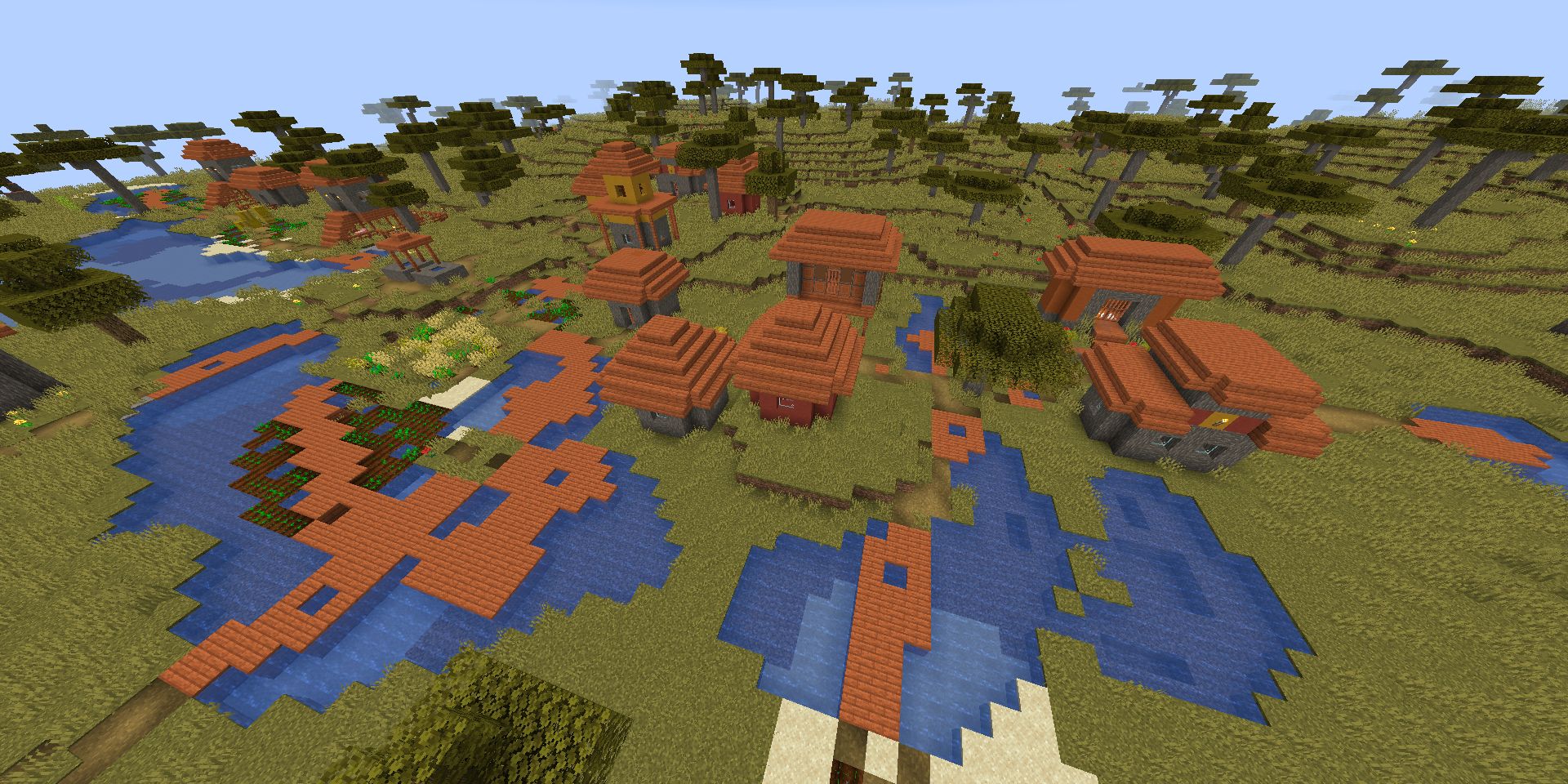 A savanna village in Minecraft