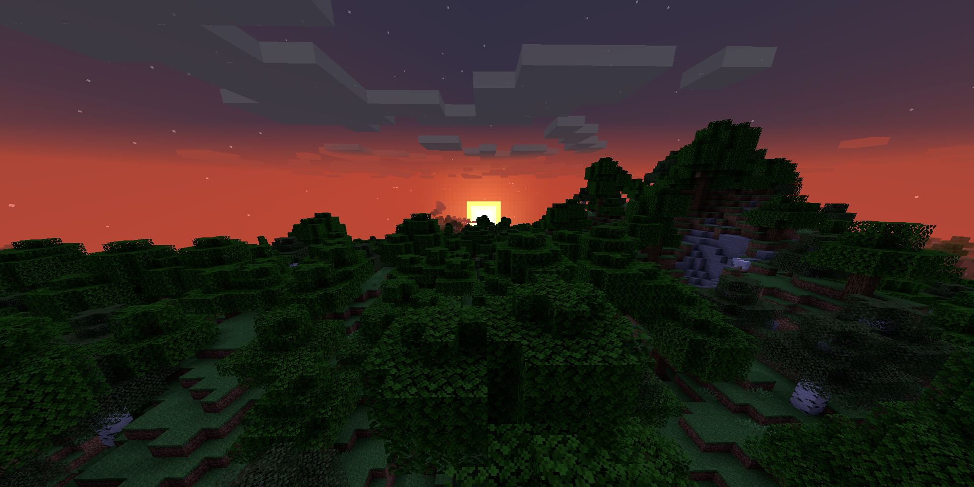 The sunrise in Minecraft
