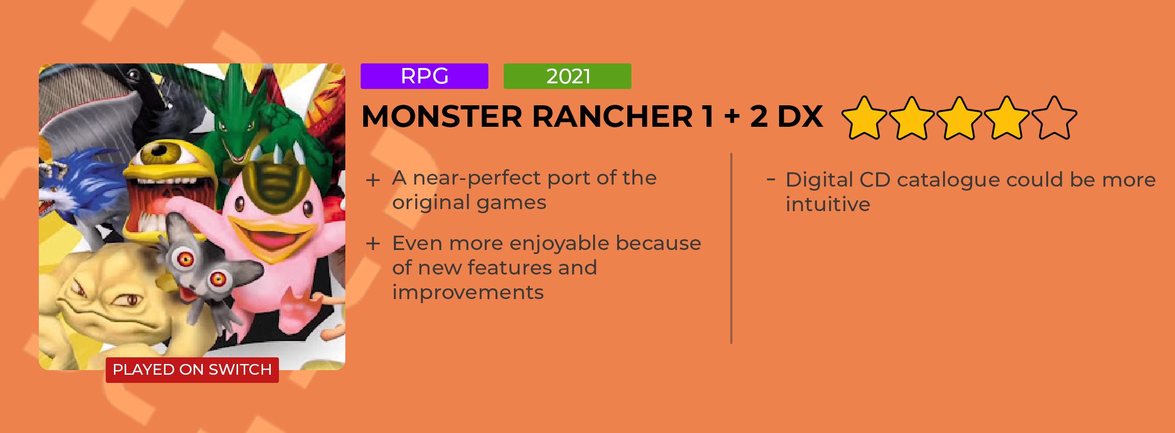 Monster Rancher 1 & 2 DX review card