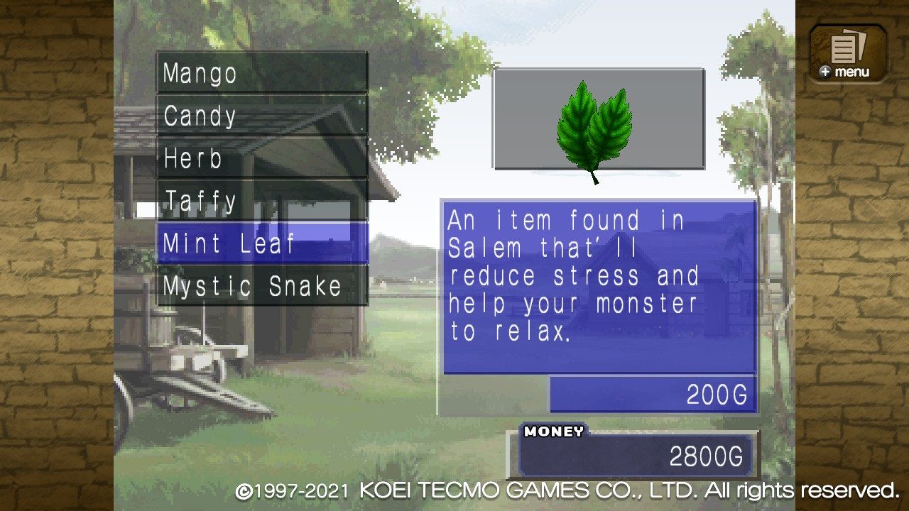 Monster Rancher 1 Mint leaf in the item shop