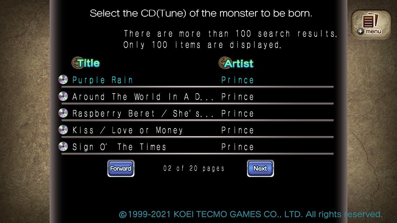 Monster Rancher DX digital CD database