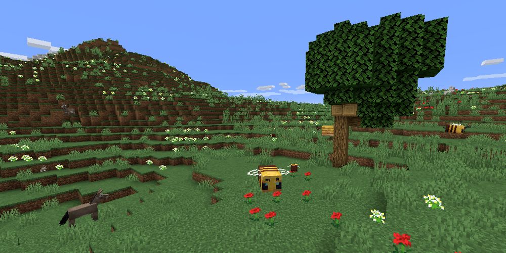 A meadow in Minecraft
