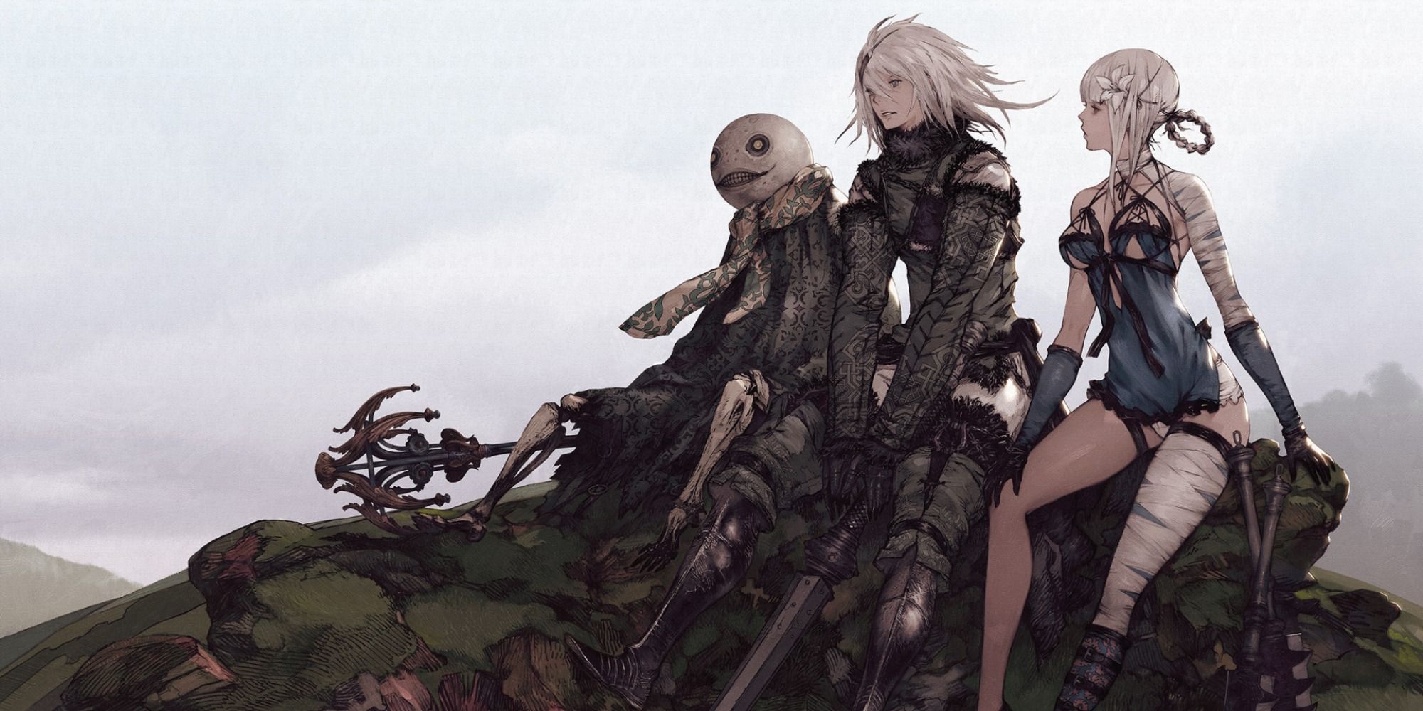 Key art showing the main cast of NieR Replicant