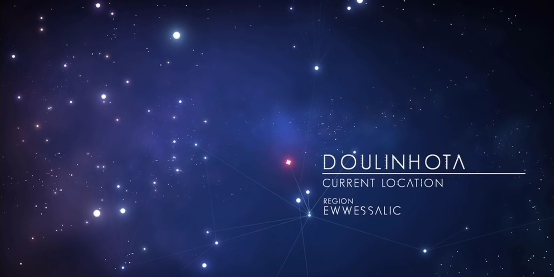 A star system highlighted with many others in the background in the galactic map of No Man's Sky
