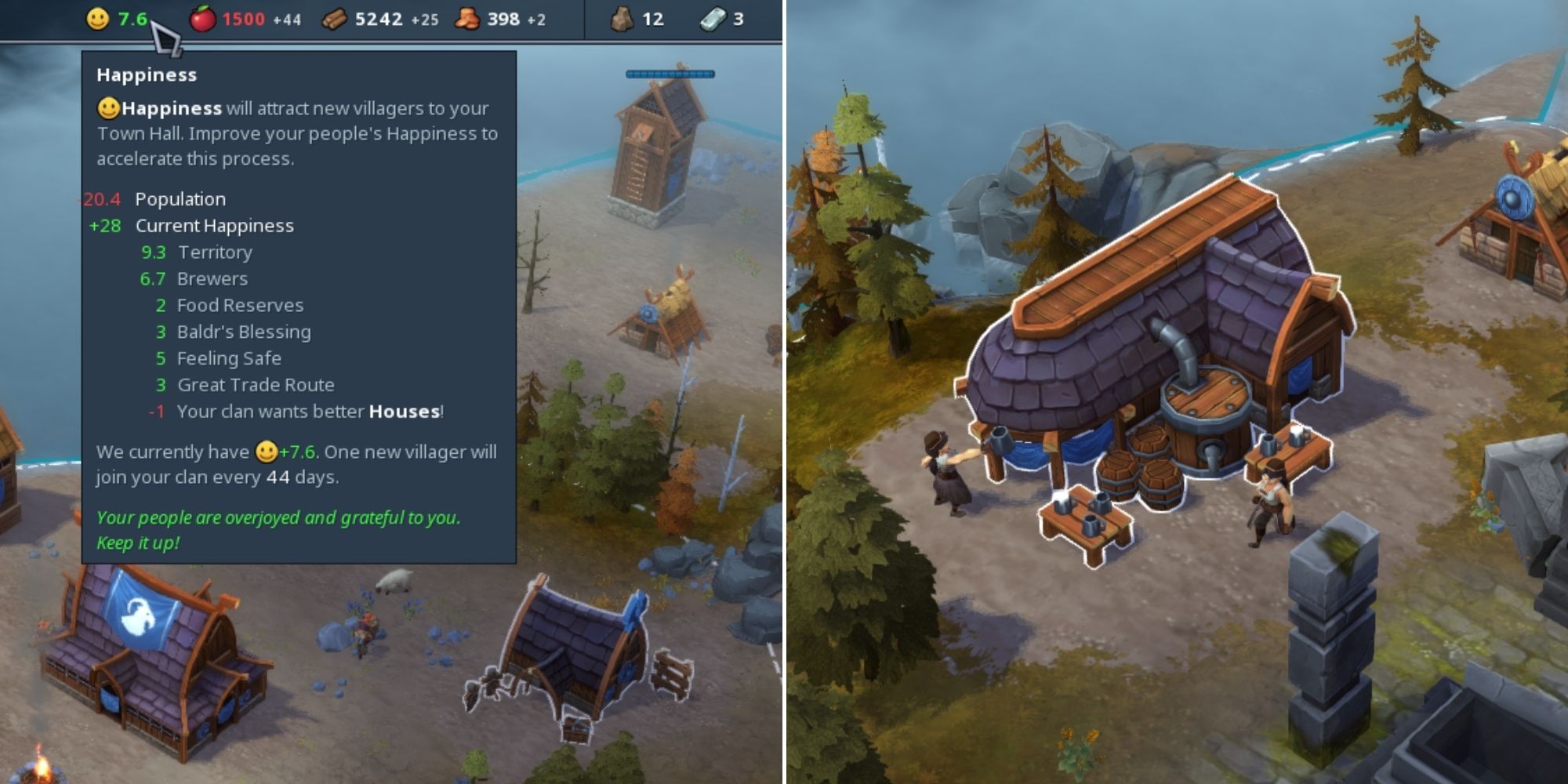 Northgard - Happiness breakdown details - The Brewery 