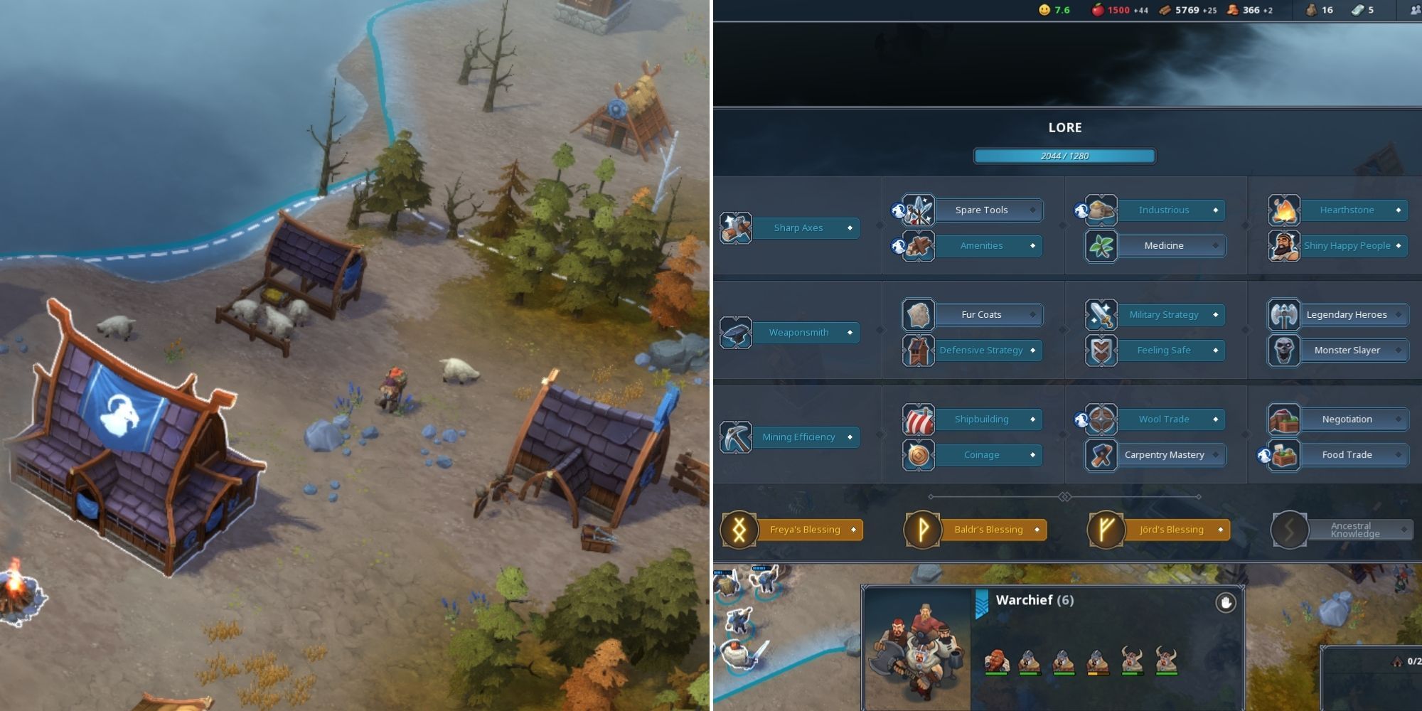 Northgard - Upgraded Town Hall and other buildings - Lore Upgrade Screen