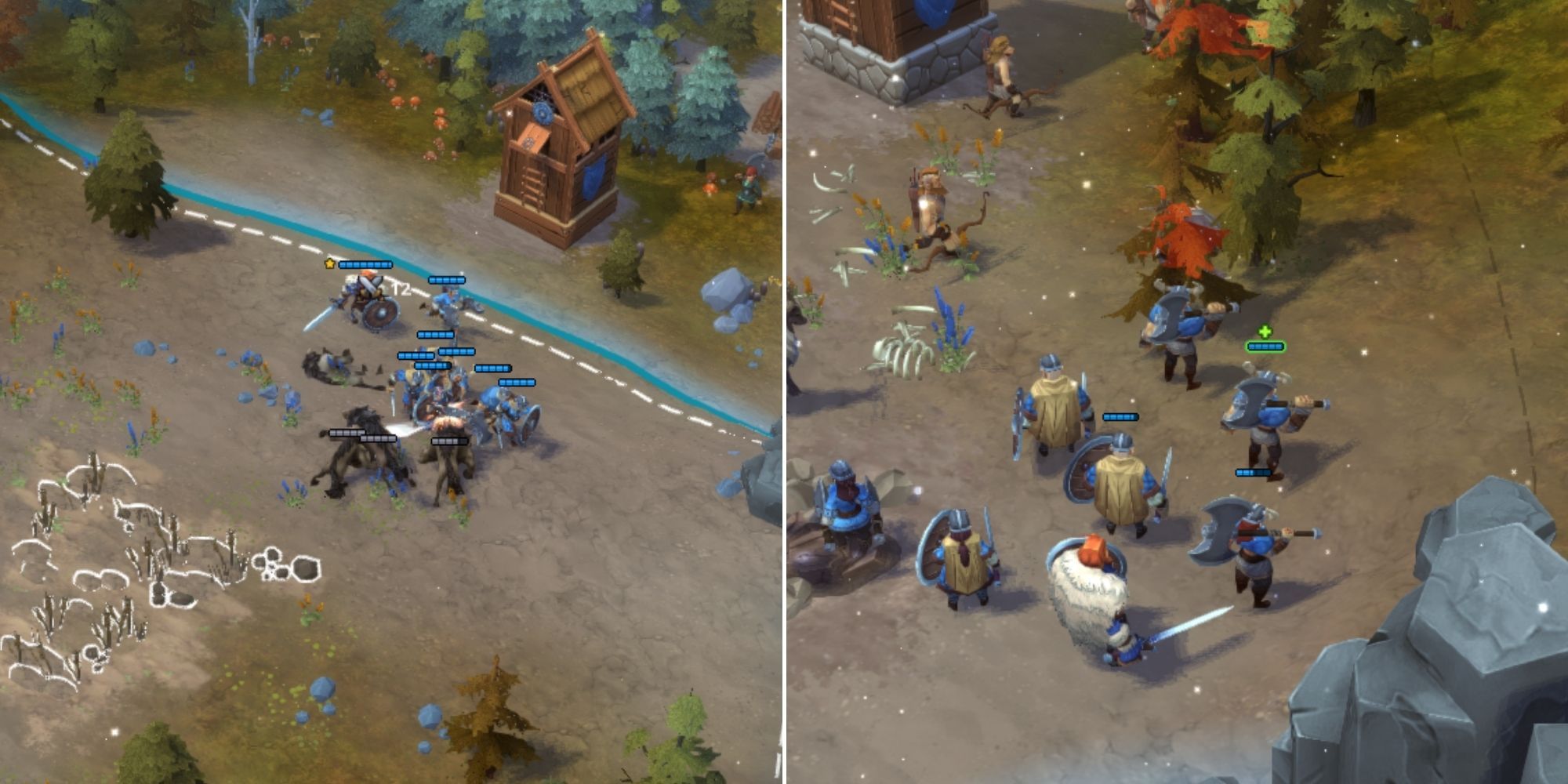 Northgard - Vikings Battling Wolves - Warriors being healed