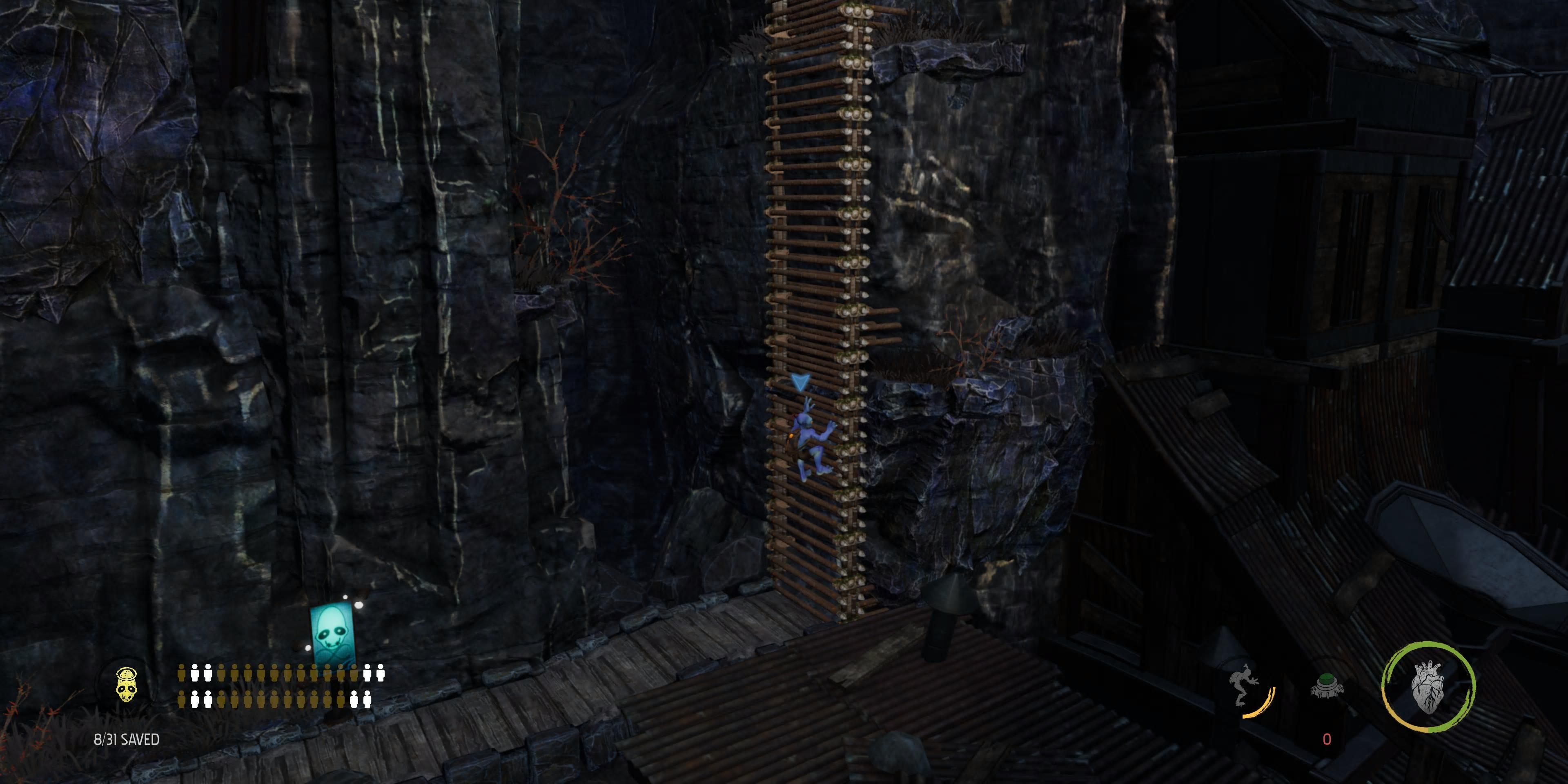 Abe climbing in Oddworld Soulstorm