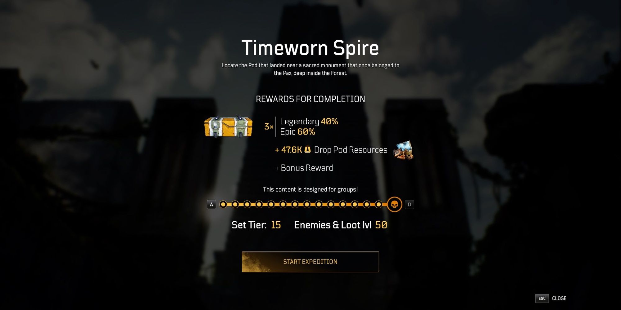 Outriders Timeworn Spire Updated Rewards