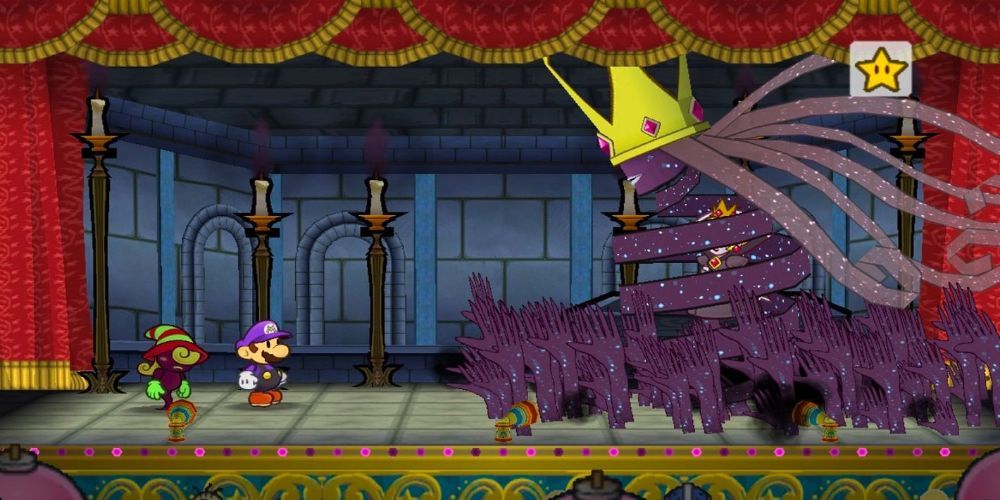 Paper Mario cast fight the Shadow Queen
