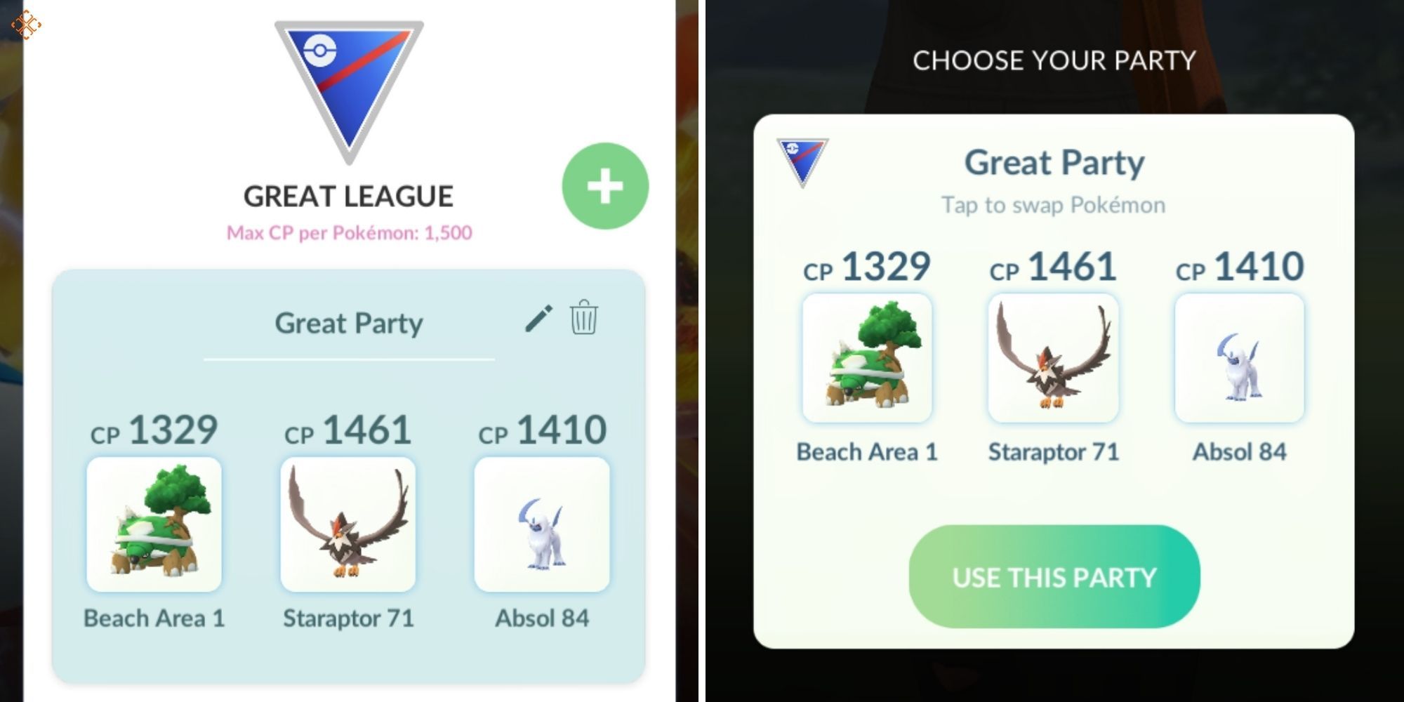 Pokemon GO - Party setup for the Great League