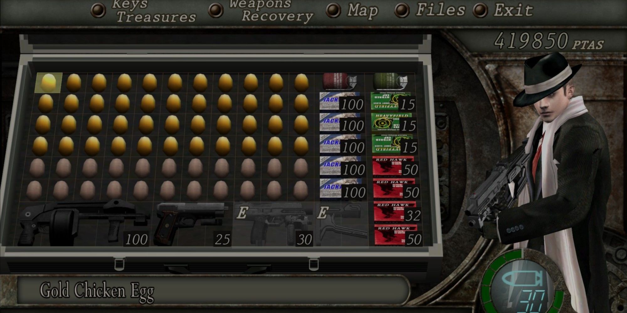 Resident Evil 4 - Leon's Inventory full of eggs