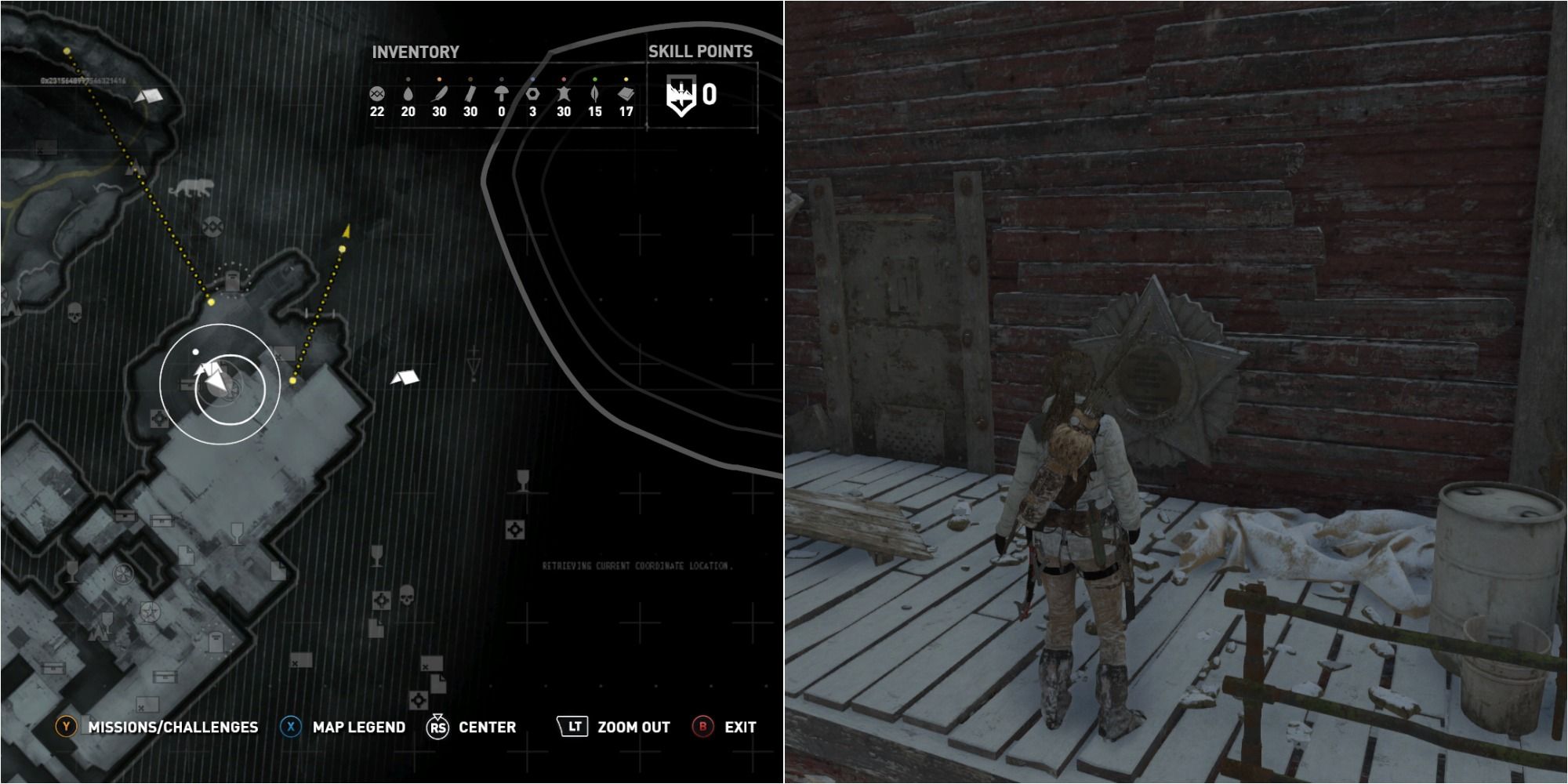 Rise Of The Tomb Raider Split Image Showing Soviet Installation Mural 10 Location